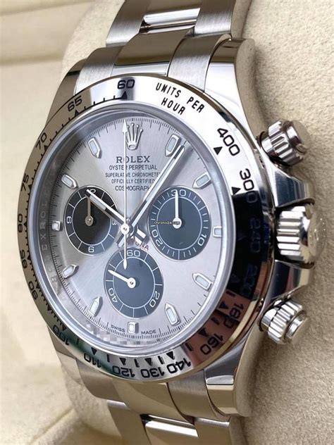 rolex daytona white gold silver dial|Rolex daytona white gold price.